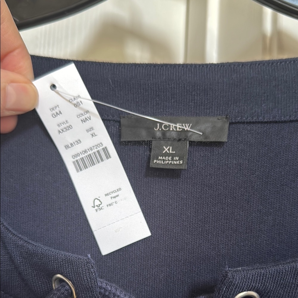 J. Crew Navy Lace-Up Dress - Picture 2 of 7